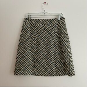 Ann Taylor Wool Blend Herringbone A Line Skirt Pleated Preppy Academia Size 4